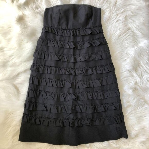 Gap Strapless Tiered Black Ruffle Dress 2 XS - Picture 4 of 5